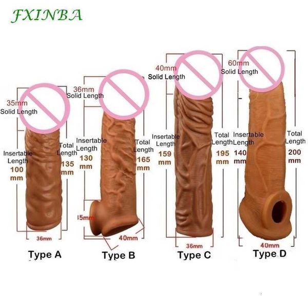 

sex massagerAdult Massager Fxinba Realistic Silicone Penis Extender Sleeve Delay Ejaculation Reusable Sex Toys for Men Cock (privacy Box)