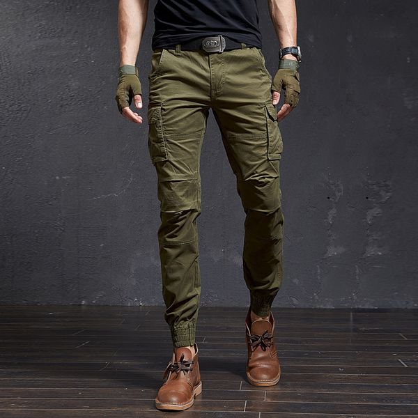 

men's pants fashion slim military camouflage casual tactical cargo streetwear harajuku joggers men clothing trousers 230111, Black