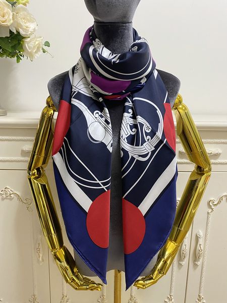 

women's square scarf scarves goodquality 100% twill silk material black color pint carriage pattern size 130cm - 130cm, Blue;gray