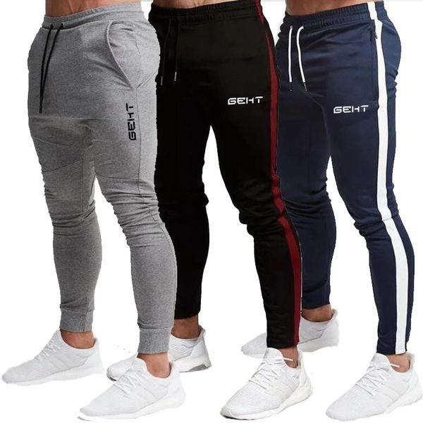 

men's pants geht brand casual skinny mens joggers sweatpants fitness workout brand track pants autumn male fashion trousers 230111, Black
