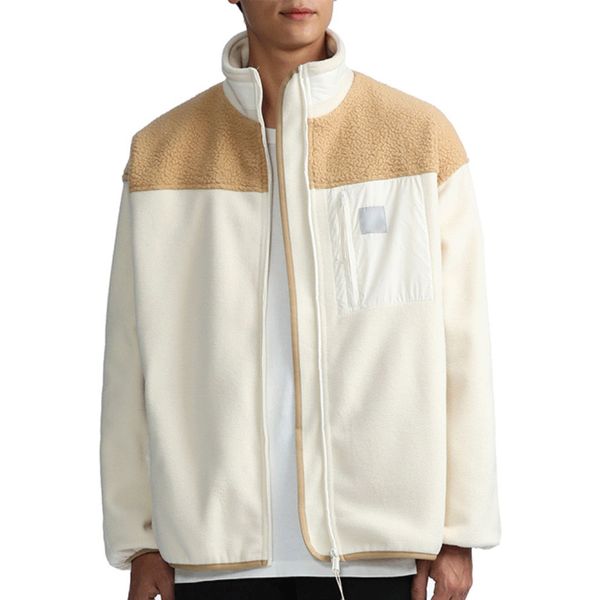 

22fw new men women jackets color matching splicing fleece jackets coats high street winter thick warm outwear cardigan fashion casual loose, Black;brown