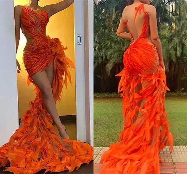 

stunning orange mermaid prom dresses sheer backless high low evening gowns illusion appliques cocktail vestidos formal occasion wears bc1487, Black
