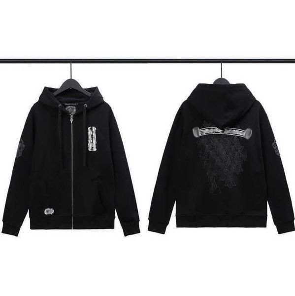 

men's fashion luxury jackets sweatshirts men women classic hoodies ch zipper hooded sweater designer cross pullover sanskrit hoodie cas, Black