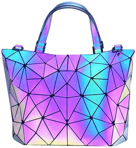

geometry bag women luminous diamond hologram laser plain folding rainbow handbags
