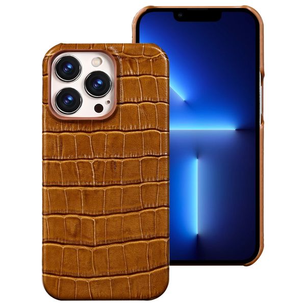 

luxury designer crocodile texture genuine leather case for iphone 14 13 pro max 13 mini 12 11 pro max xs max xr 8 plus 6 cover