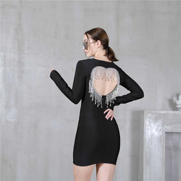 

party dresses autumn and winter 2021 new backless love diamond sling dress temperament, White;black
