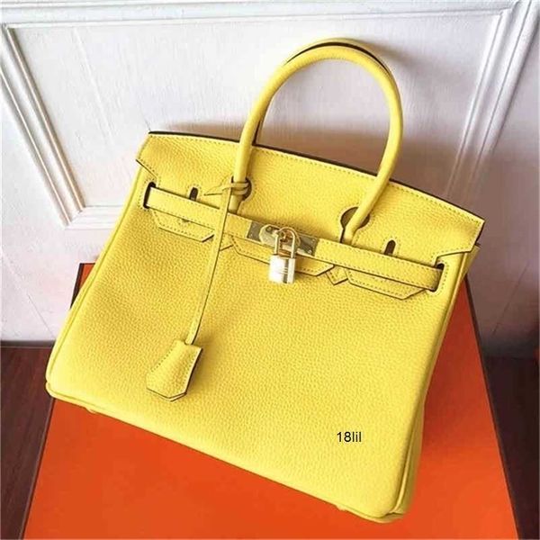 

designer birkin herme bags handbag amber yellow mini women mall leather head layer cowhide meenger bag e9vu c26