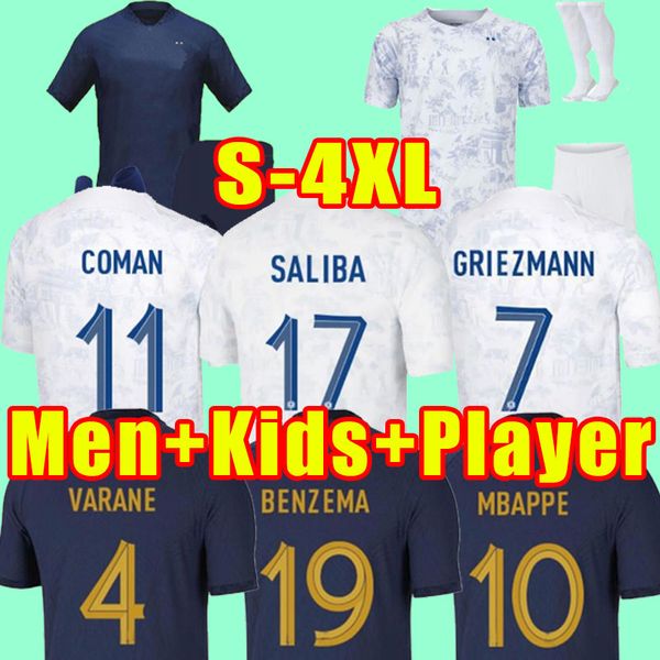 

3xl 4xl benzema mbappe griezmann soccer jerseys 2022 french kante pogba kounde giroud guendouzi kimpembe pavaro football shirt women fans pl, Black;yellow