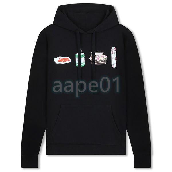 

design mens hoodie flower skateboard letter long sleeve sweater autumn fashion pullover round neck black