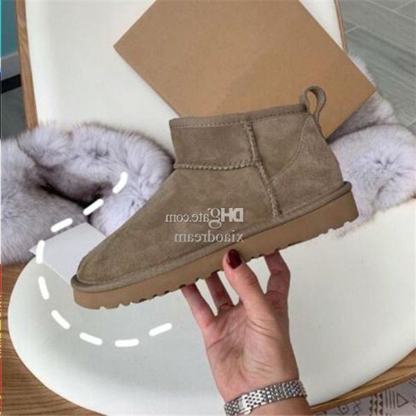 

sell classical mini u5854 women snow boots keep warm boot latest fashion sheepskin cowskin genuine leather plush boots 2023 tssdi, Black