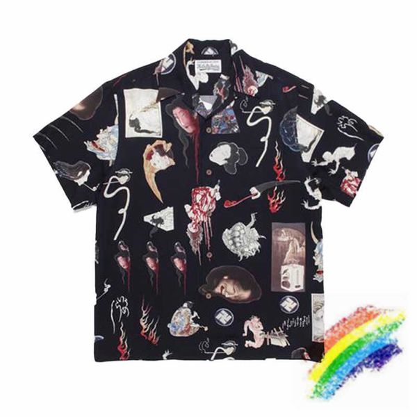 

men's t-shirts 2022ss wacko maria shirt men women 1 1 t-shirt wacko maria hawaiian full print short shirt tees t230111, White;black