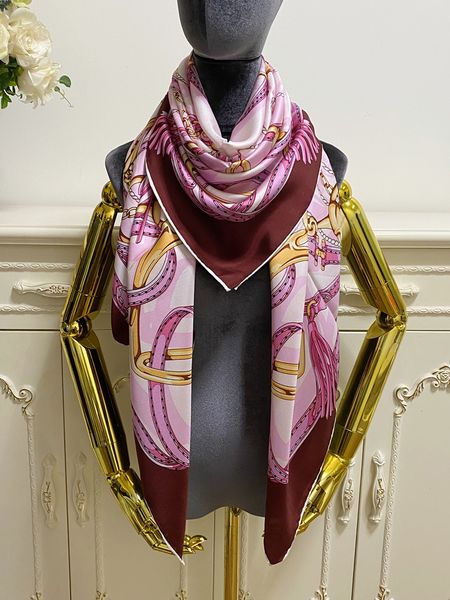 

women's square scarves shawl goodquality 100% twill silk material pink color print pattern size 130cm - 130cm, Blue;gray