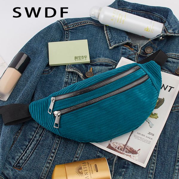 

waist bags women corduroy ladies designer canvas fanny pack fashion travel money phone chest banana female bum belt 230112
