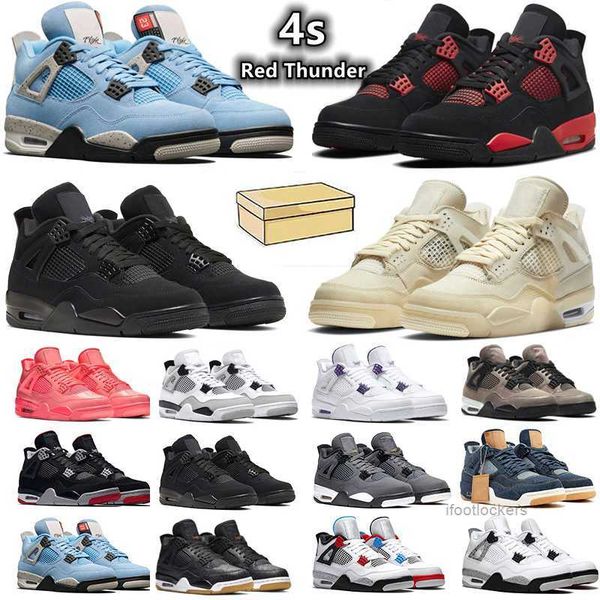 

high 2023 4s 4 basketball shoes university blue white oero shimmer black cat lightning union noir fire red bred pure money metallic purple g