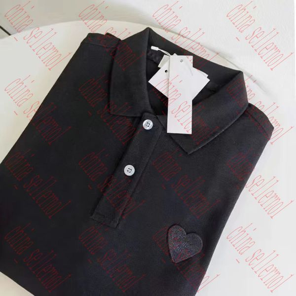 

men's polos fashion love embroidery short sleeve cotton loose top, White;black