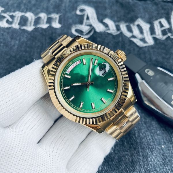 

men's watch mens watches 40mm men 904l stainless steel automatic mechanical folding buckle sport waterproof business watch fashion wris, Slivery;golden