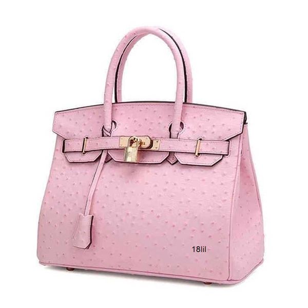 

designer birkin herme bags ingle aima fahion original otrich pattern platinum leather trend handheld women bag have logo