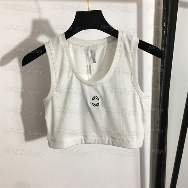 

designer women t shirt cropped knit sleeveless vest casual white black tanks