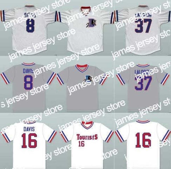 

mens jerseys men's bull durham nuke' laloosh 37 crash davis 8 kevin costner 16 tourists double stiched baseball jersey grey white