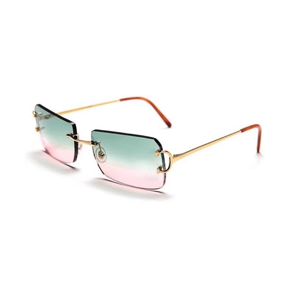 

fashion designer 0092 mens sunglasses classic metal frameless gradient colors lens square shape glasses summer leisure versatile style uv pr, White;black
