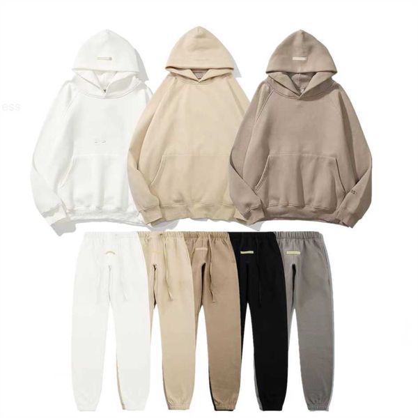 

ess warm hooded hoodies designer mens womens fashion streetwear pullover sweatshirts loose trousers suit clothing xxpc, Black