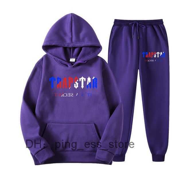 

tracksuit trapstar brand printed sportswear men 16 colors warm two pieces set loose hoodie sweatshirt pants jogging 220615 22, Gray