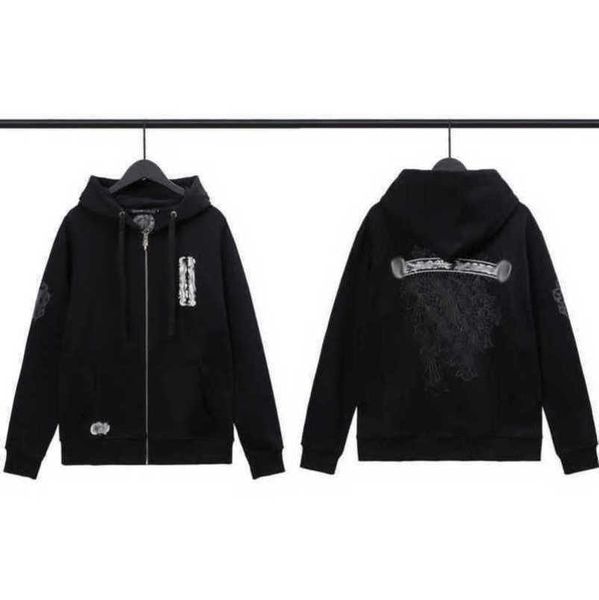 

luxury mens fashion jackets sweatshirts designer hoodies ch men women zipper cross scroll simple hooded sweater pullover hoodie casual coat, Black;brown