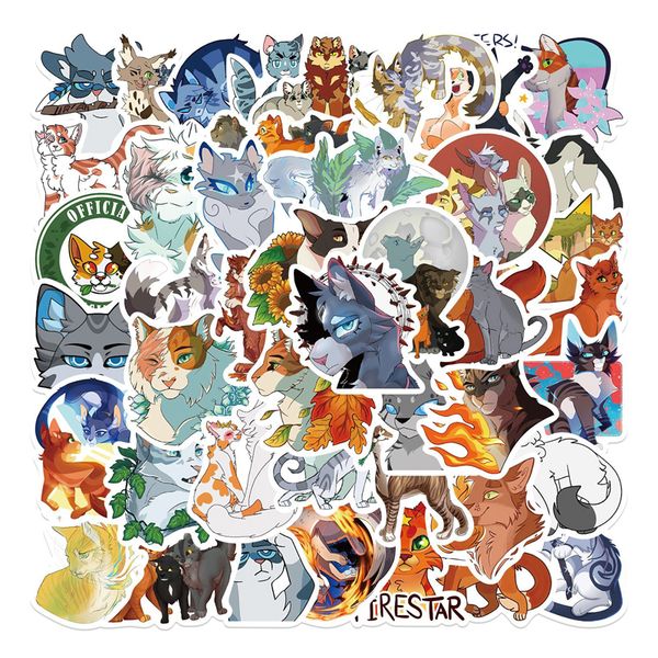 

52pcs warriors cat sticker funny cat graffiti stickers for diy luggage lapskateboard motorcycle bicycle stickers