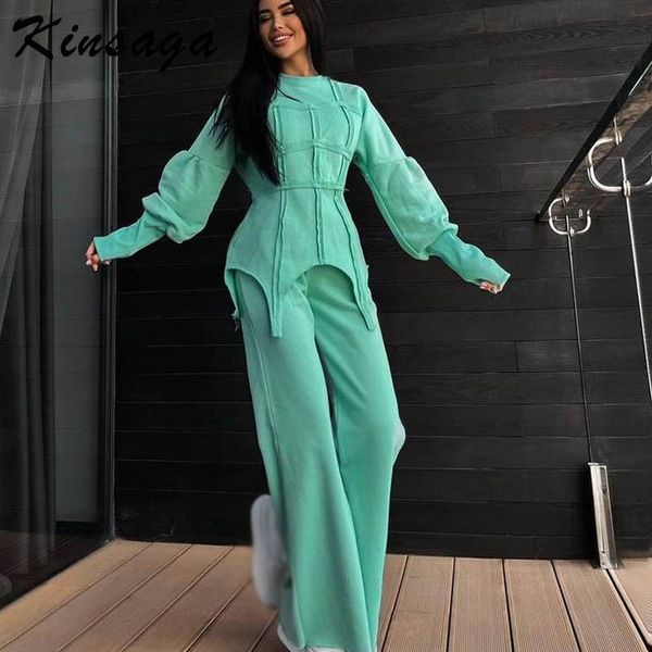 

women s tracksuits elegant irregular active jogger tracksuit women solid crewneck sweatsuits and split straight pants suits street 2 piece s, Gray