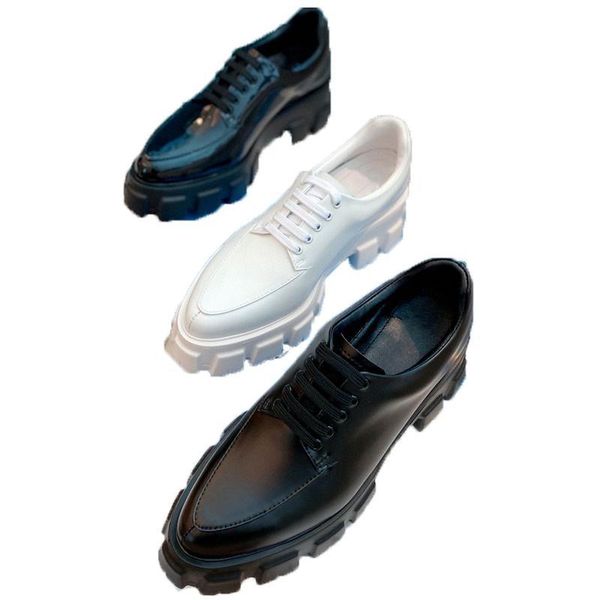 

2023 womens dress shoes travel fashion women lace-up square toe casual sneaker 100% leather gym thick bottom shoe designer platform lady sne, Black