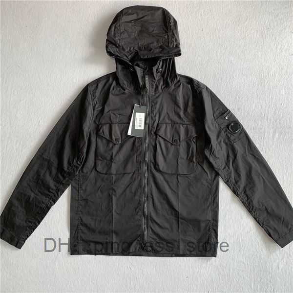 

new cp popular men's jackets gabardine full zip hooded overshirt long sleeve 22, Black;brown
