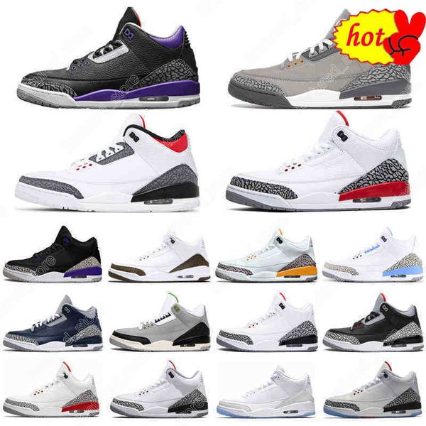 

2023 og 3 3s basketball shoes racer blue cool grey court purple varsity royal laser orange black cat mens trainers sport