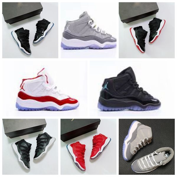 

infant designer kids shoes td cool grey 11 xi sneaker concord space jam metallic silver pink jumpman snakeskin bred legend blue children boy, Black