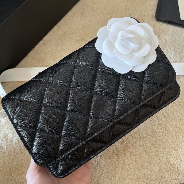 

vintage woc women classic flap shoulder bag caviar leather quilted diamond lattice luxury designer crossbody versatile wallet handbag multi