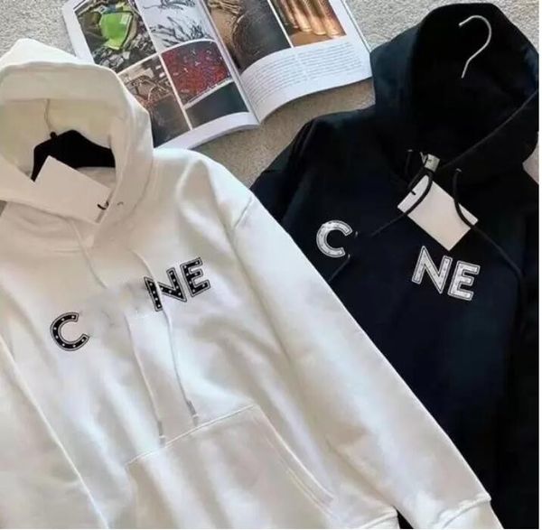 

2023 autumn and winter new designer men's women hoodies sweatshirts couple simple rivets printed letters logo casual loose hooded fleec, Black