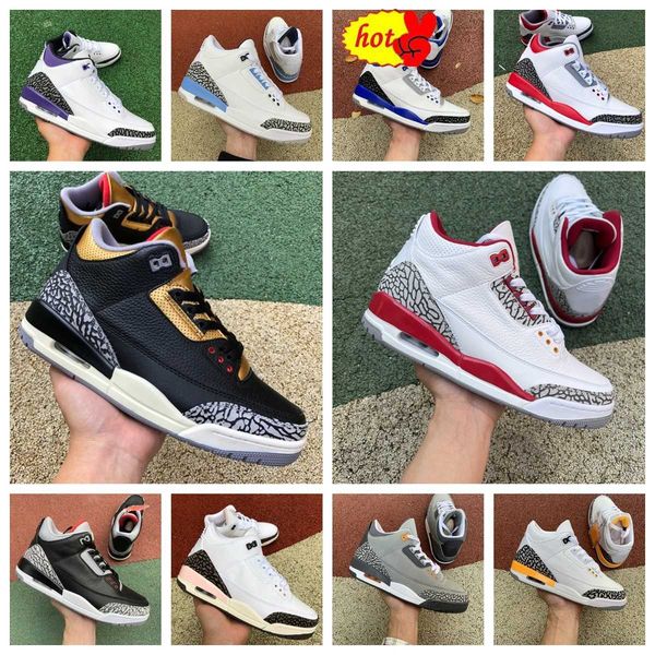 

2023 og jumpman 3 3s mens basketball shoes retro fire red neapolitan cool grey cardinal red dark iris racer blue fragment unc pine green bla, Black