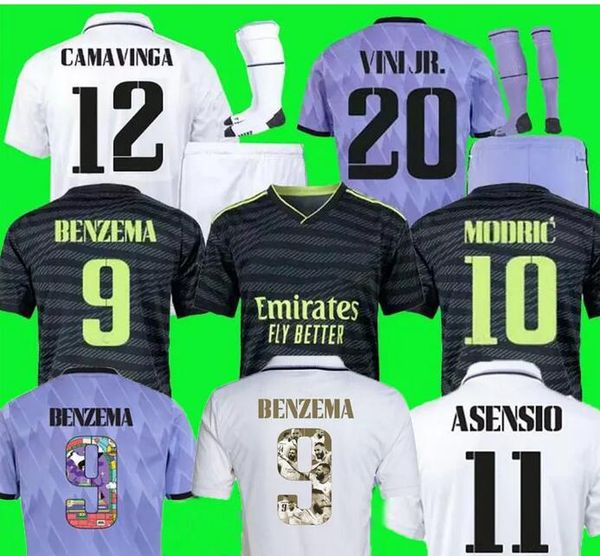 

men kids kit 22 23 mbappe benzema soccer jerseys y-3 real madrids hazard macamiseta camavinga 2022 2023 rodrygo asensio modric marcelo valve, Black