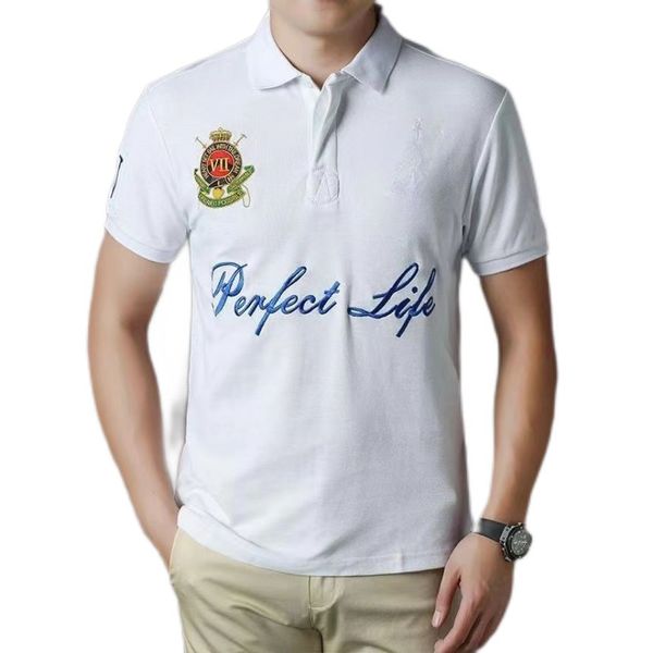 

disenador polos shirt men's lapel embroidery short-sleeved white black yellow summer 2023 new high-end business loose all-match casual
