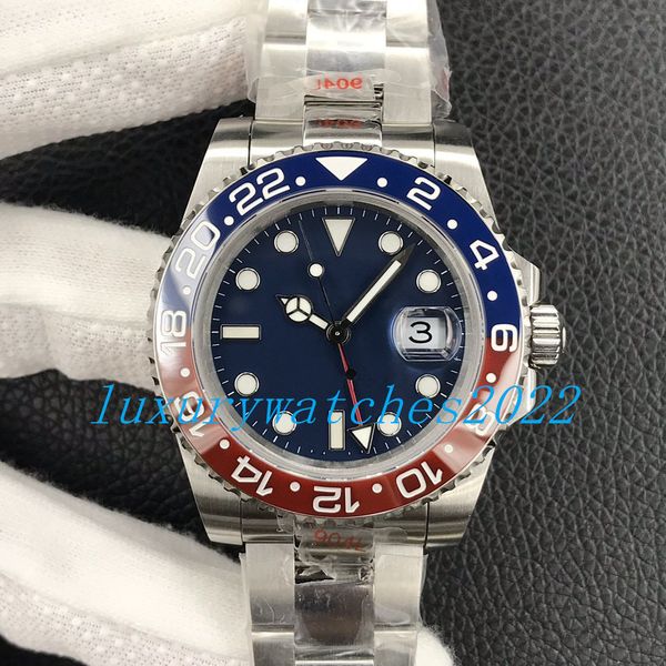 

watches for men 40mm ceramic bezel cal.3285 watch automatic blue red dial gm factory mens 904l steel gmt ref.126719 eta sapphire glass gmf l, Slivery;brown