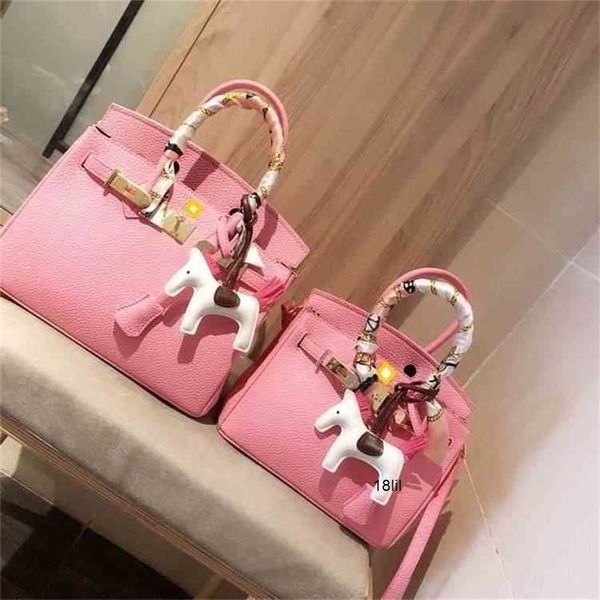 

designer birkin herme bags handbag gufu women litchi real leather with one houlder and pony bb bag have logo