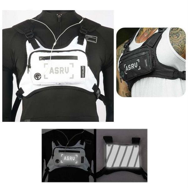 

chest rig bags tactical vest harness front pack pouch holster hip hop streetwear men functional sport outdoor reflective strip wai2068
