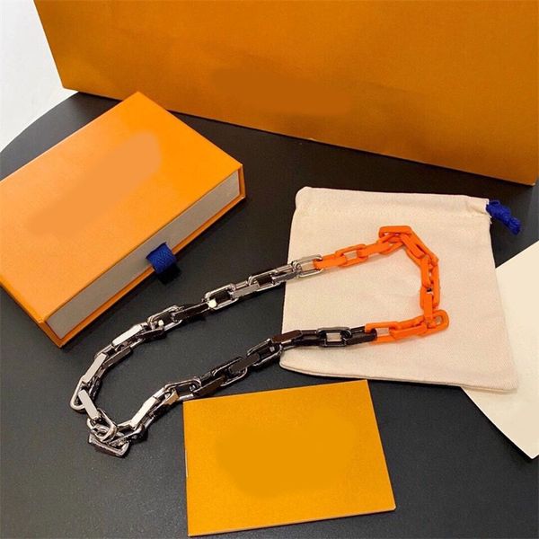 

chic link necklace chains for men lady designer jewelry europe and america style couple gift hip hop luxury necklace fashion mens necklaces, Silver