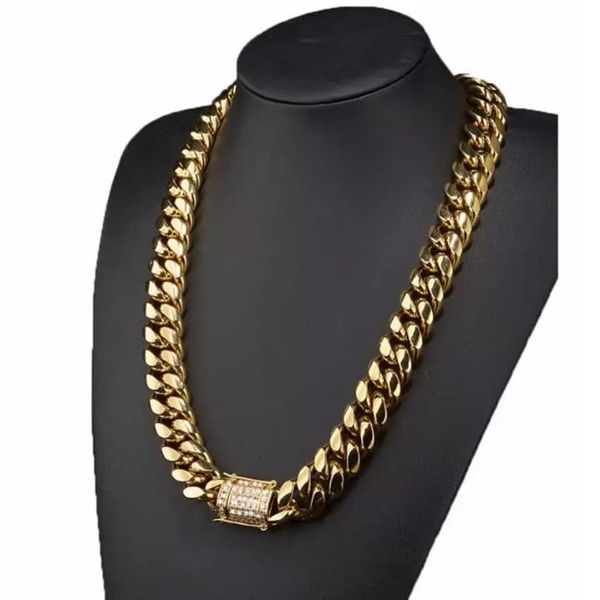 

2023 chains 8/10/12/14/16/18mm trendy jewelry 316l stainless steel gold tone miami cuban curb link chain men women necklace 7-40"chains, Silver