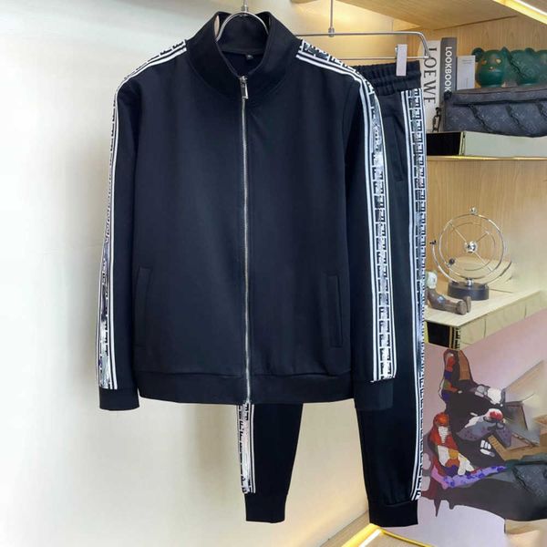 

high version men tracksuits double-f embroidered jacket pants suit fd designer jackets trousers two piece sportswear mens sweatshirt fashion, Gray
