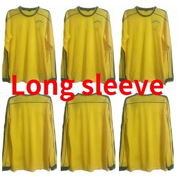 

long sleeve 1998 retro brasil soccer jerseys carlos romario ronaldo ronaldinho camisa de futebol brazils rivaldo adriano football shirts, Black;yellow