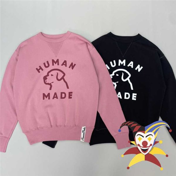 

men's hoodies sweatshirts pink human made sweatshirts men women human made puppy print crewneck oversized hoodie t230111, Black