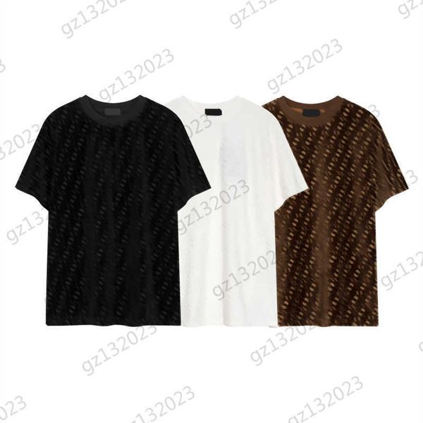 

brand t-shirt double f flocking jacquard short sleeve pullover t-shirt luxury designer casual joker fashion t shirt for woman, White