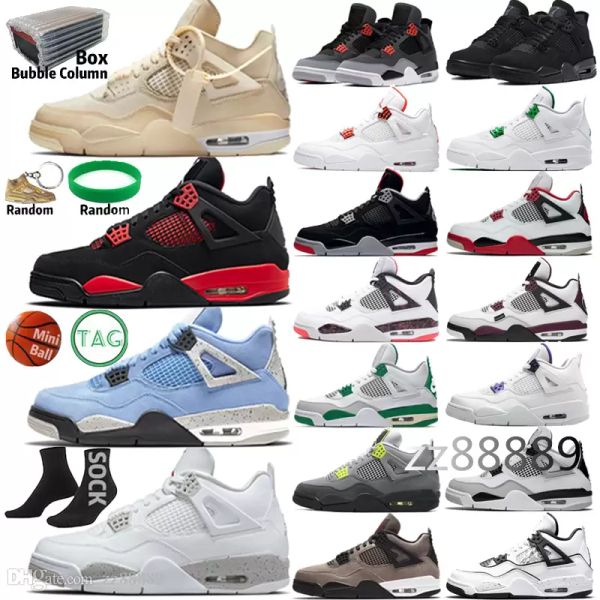 

new 2022 designer jumpman basketball lightning 4 4s bred shoes shimmer white oreo university blue union black cat sail fire red mens yua