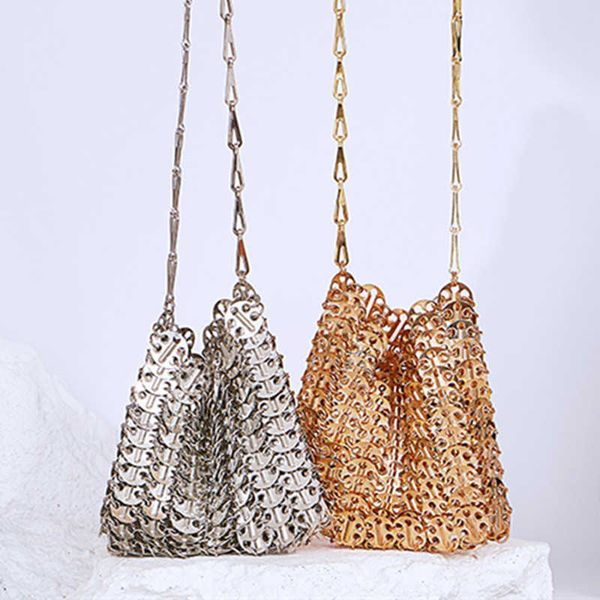 

evening bag women bags designer silver metal sequins chain woven clutch purse t