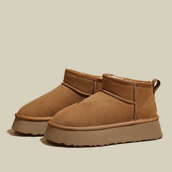 

boots new sheepskin wool comprehensive anti-skid snow women's mini short warm winter thickened shoes botas mujer 221215, Black
